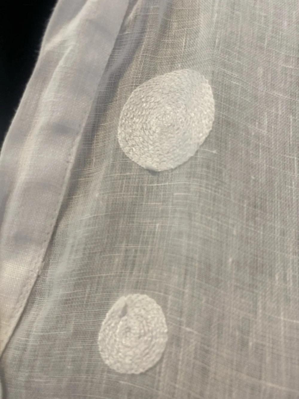 LINEN ROSEMARINE Made in Italy long White 3/4 Length sleeve Blouse Size Small - Picture 4 of 13